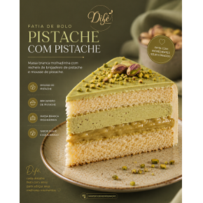 FATIA DE PISTACHE COM MOUSSE DE PISTACHE- Calda extra de Ninho