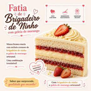 Fatia Ninho com geleia de morango com calda extra de ninho