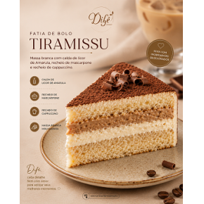 FATIA TIRAMISSU- BRIGADEIRO DE CAFÉ COM CREME DE MASCARPONE E MASSA MOLHADINHA COM CALDA DE LICOR DE AMARULA