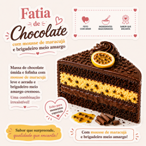 Fatia Maracuja com chocolate meio amargo - Calda extra de chocolate