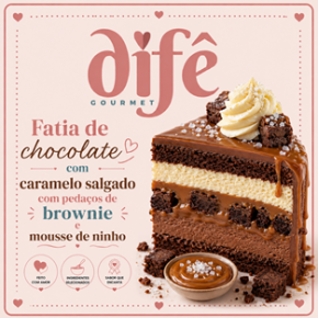 FATIA CARAMELO SALGADO COM BROWNIE E MOUSSE DE NINHO